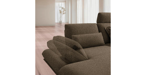 ECKSOFA  in Flachgewebe Dunkelbraun  155/234 cm  - Dunkelbraun/Schwarz, Design, Textil/Metall (155/234cm) - Dieter Knoll