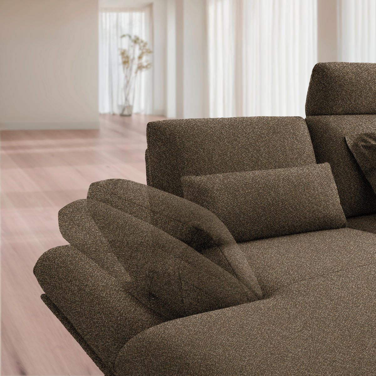 ECKSOFA Flachgewebe Dunkelbraun  - Dunkelbraun/Schwarz, Design, Textil/Metall (155/234cm) - Dieter Knoll
