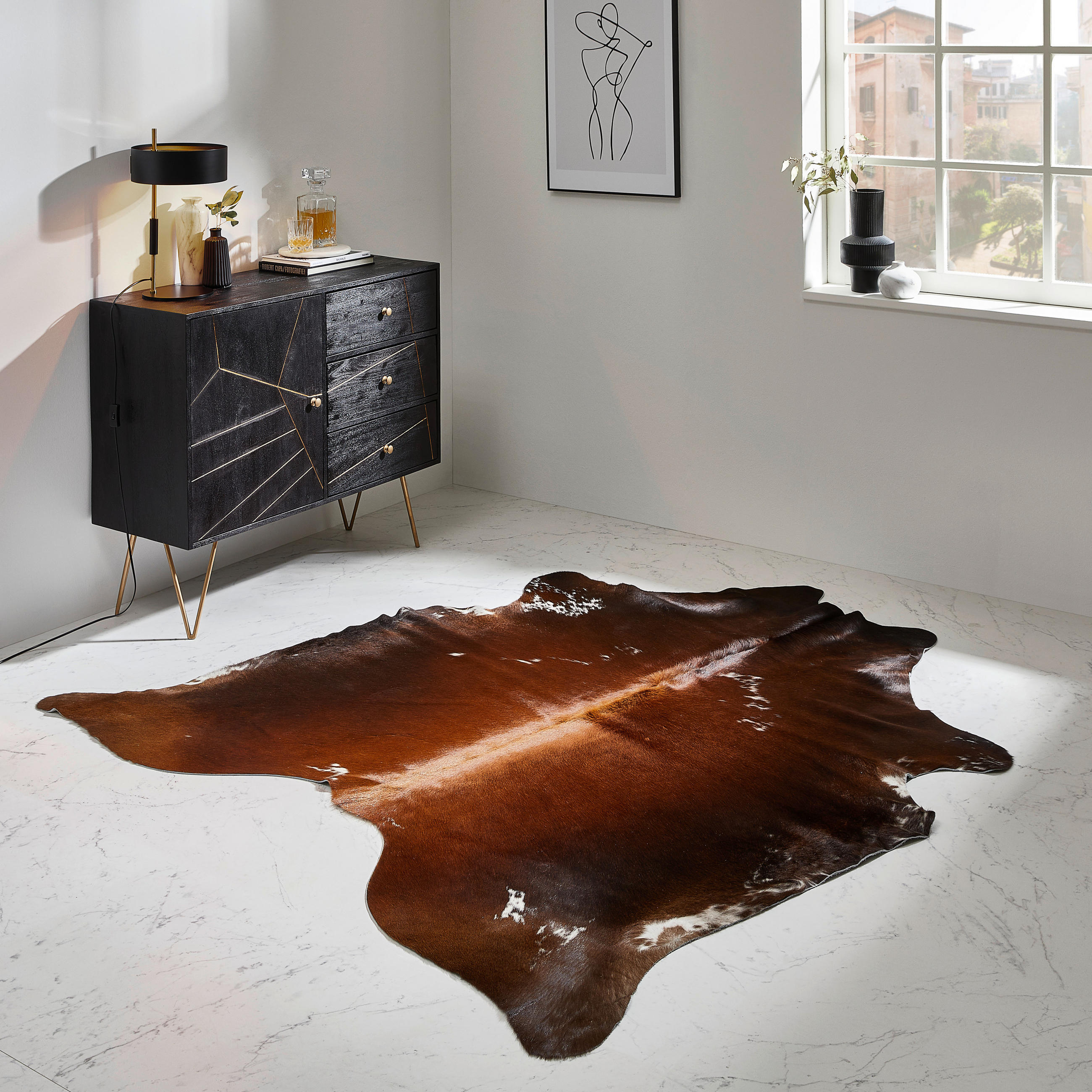 RINDERFELL 160/250 cm  - Braun/Naturfarben, Basics, Leder/Fell (160/250cm) - Linea Natura