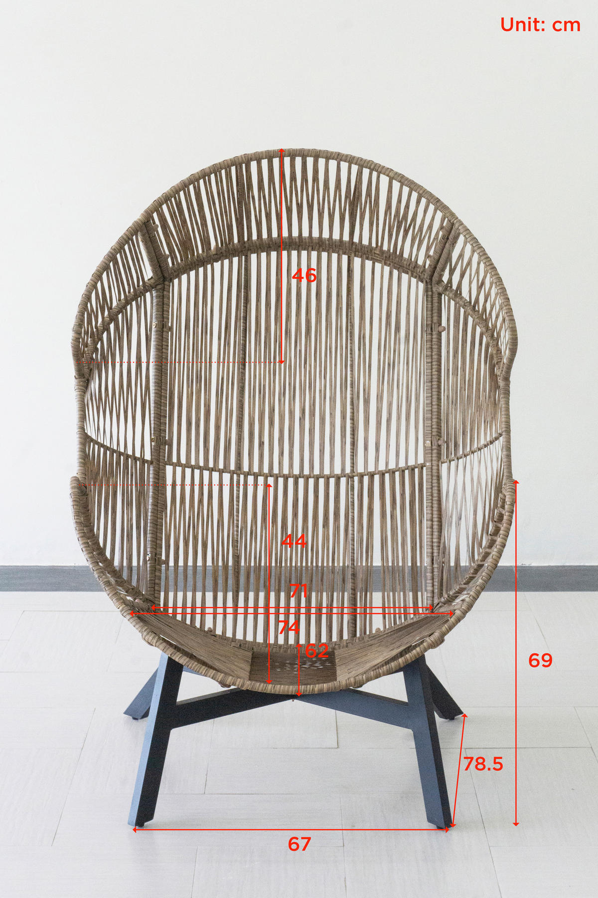 LOUNGESESSEL Naturfarben, Schwarz Stahl  - Schwarz/Naturfarben, Design, Kunststoff/Textil (96/140/101cm) - Ambia Garden