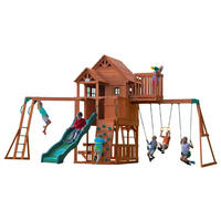 SPIELTURM SKYFORT II 670/380/510 cm  - Braun/Grün, KONVENTIONELL, Holz (670/380/510cm) - Ambia Garden