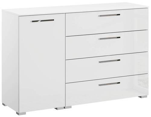 KOMMODE  in 120/81/42 cm  - Chromfarben/Weiß Hochglanz, Design, Holzwerkstoff/Kunststoff (120/81/42cm) - Novel