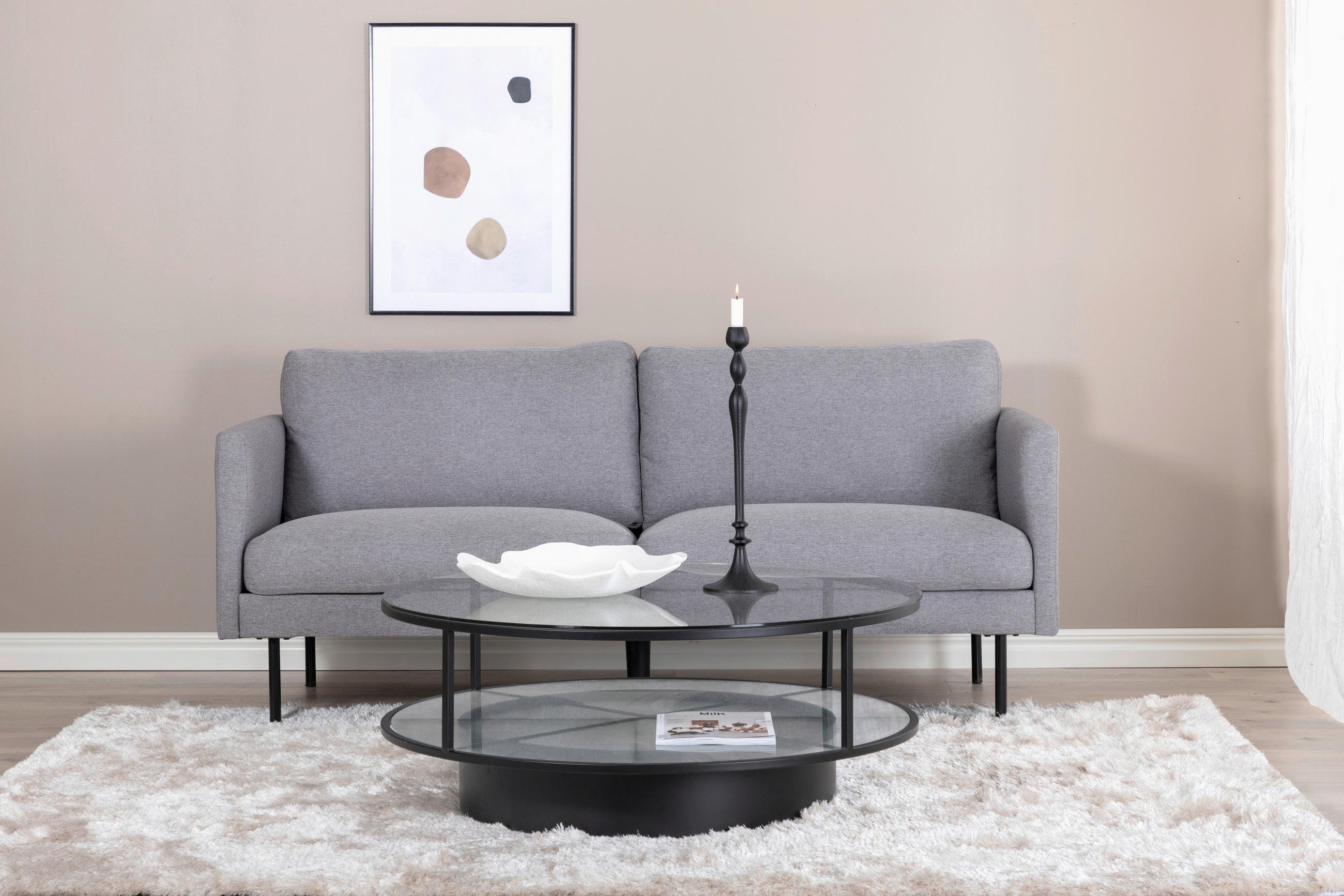 2-SITZER-SOFA in Textilgeflecht Grau, Schwarz  - Schwarz/Grau, Design, Textil/Metall (180/78/80cm) - Livetastic