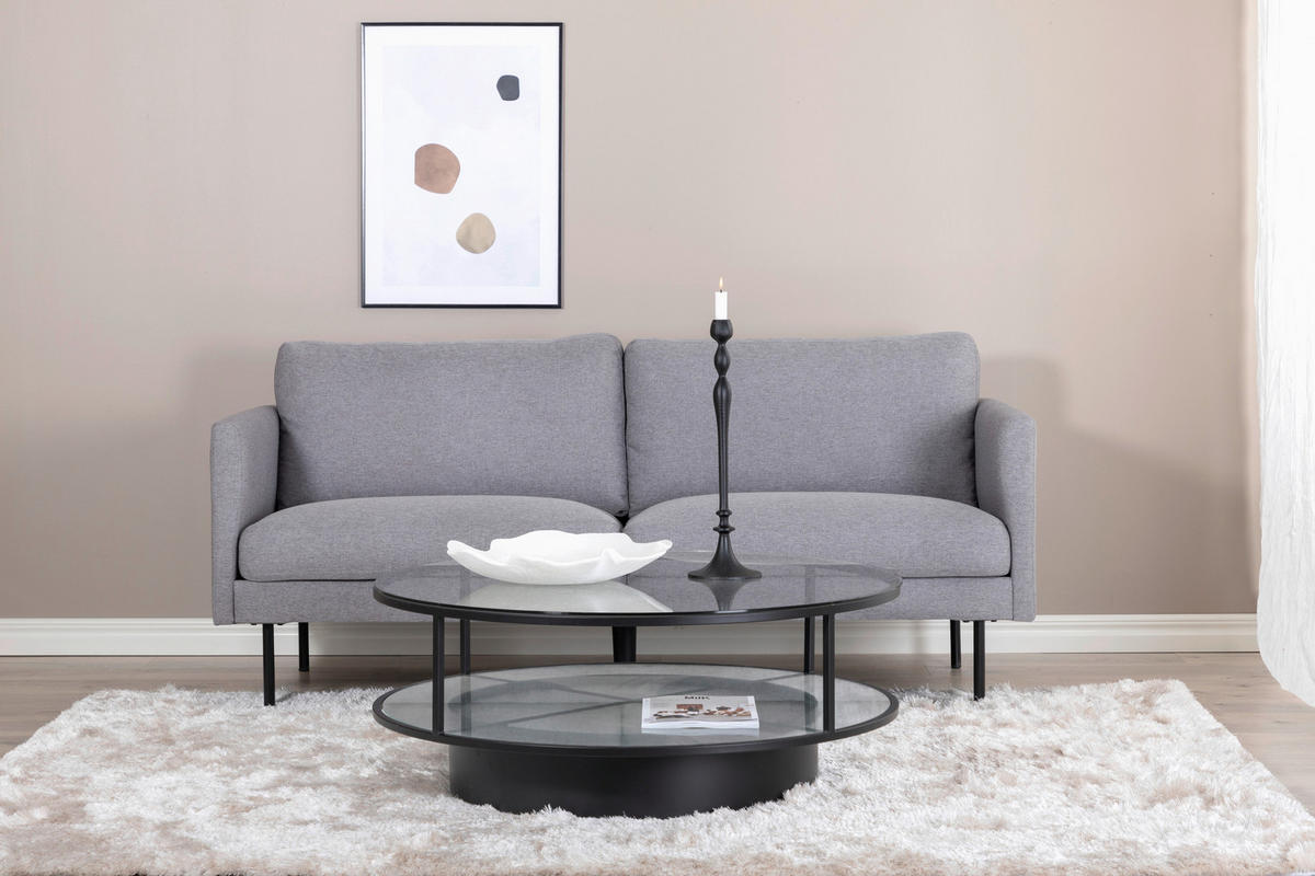 2-SITZER-SOFA in Textilgeflecht Grau, Schwarz  - Schwarz/Grau, Design, Textil/Metall (180/78/80cm) - Livetastic