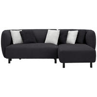 ECKSOFA in Chenille Graphitfarben  - Weiss/Hellgrau, Design, Holz/Textil (236/148cm) - Lomoco