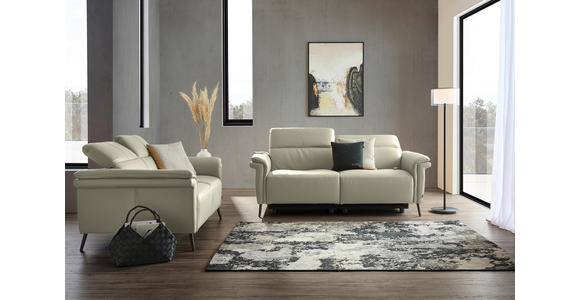 3-SITZER-SOFA  in Echtleder Silberfarben   - Silberfarben/Schwarz, Design, Leder/Metall (210/79/104cm) - Belluti