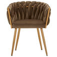 ARMLEHNSTUHL  in Samt  - Goldfarben/Braun, LIFESTYLE, Textil/Metall (60/78/55cm) - Ambia Home