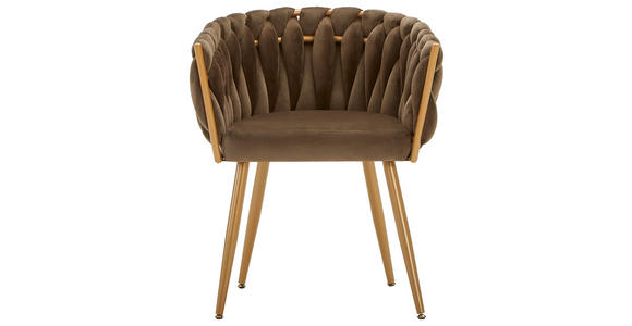 ARMLEHNSTUHL in Samt - Goldfarben/Braun, LIFESTYLE, Textil/Metall (60/78/55cm) - Ambia Home