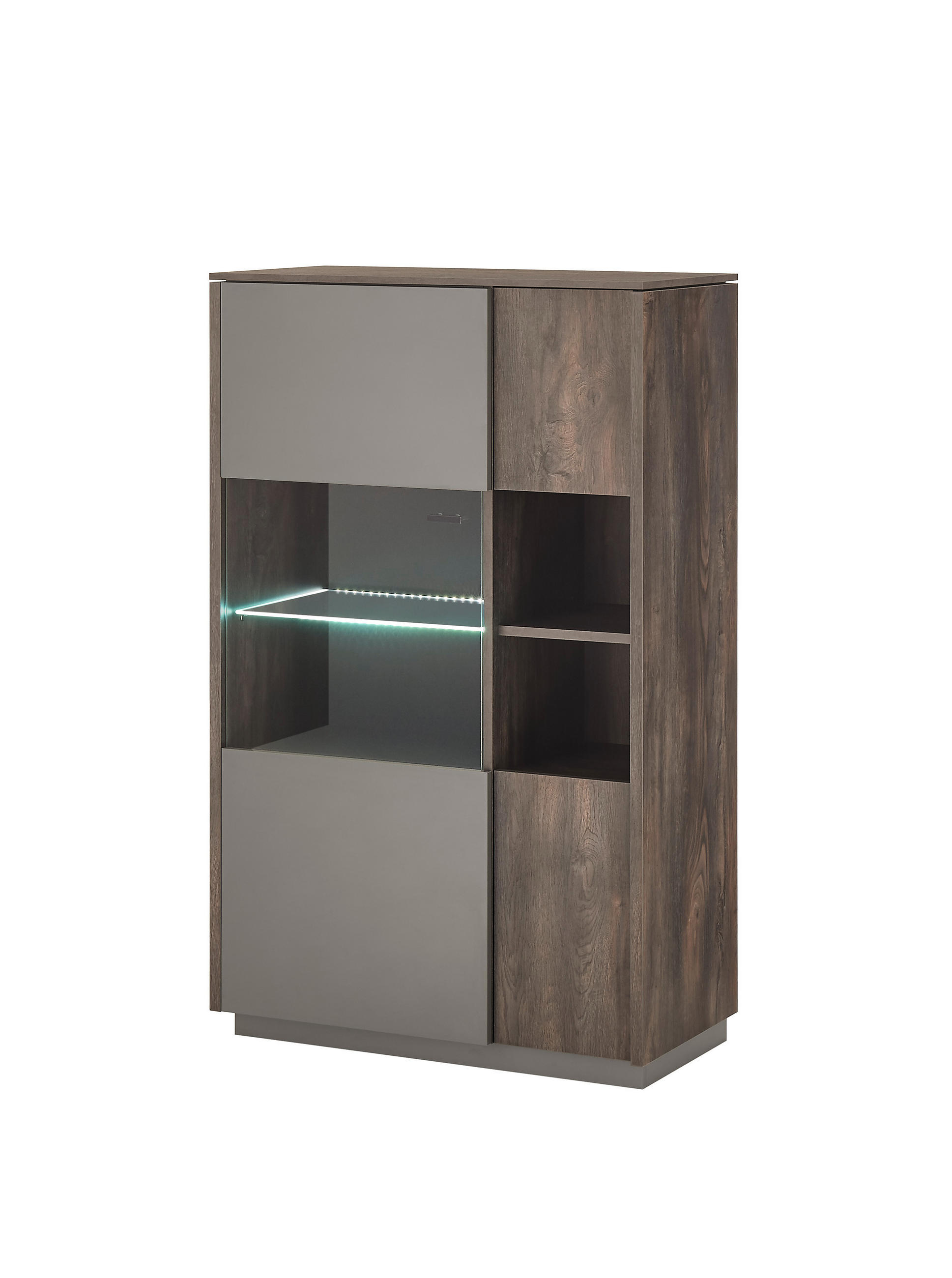 HIGHBOARD  in 80/130/40 cm  - Eichefarben/Anthrazit, Design, Glas/Holzwerkstoff (80/130/40cm) - MID.YOU