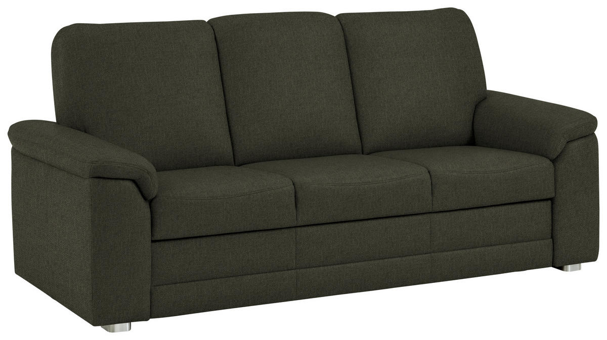 3-SITZER-SOFA Chenille Dunkelgrün  - Dunkelgrün/Alufarben, Konventionell, Textil/Metall (208/96/89cm) - Beldomo Comfort