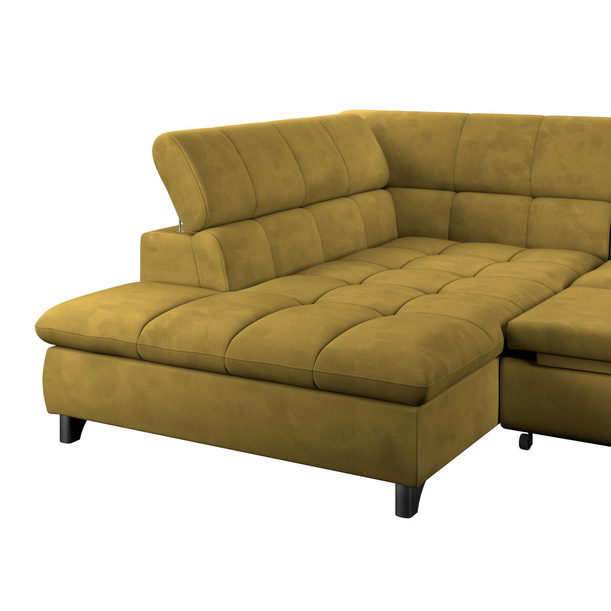 ECKSOFA Senfgelb Chenille  - Chromfarben/Senfgelb, KONVENTIONELL, Textil/Metall (234/312cm) - Livetastic