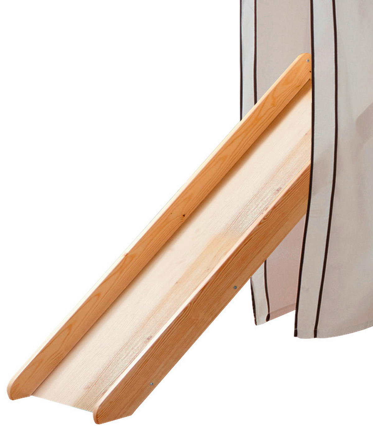 SPIELBETT Absturzsicherung, Leiter, Rutsche, Turm, Vorhang 90/200 cm  in Schwarz, Weiß, Kieferfarben  - Schwarz/Weiß, Natur, Holz (90/200cm) - MID.YOU