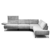 ECKSOFA Cosy Hellgrau Samt  - Hellgrau/Schwarz, Design, Textil/Metall (288-303/213cm) - SENSOO