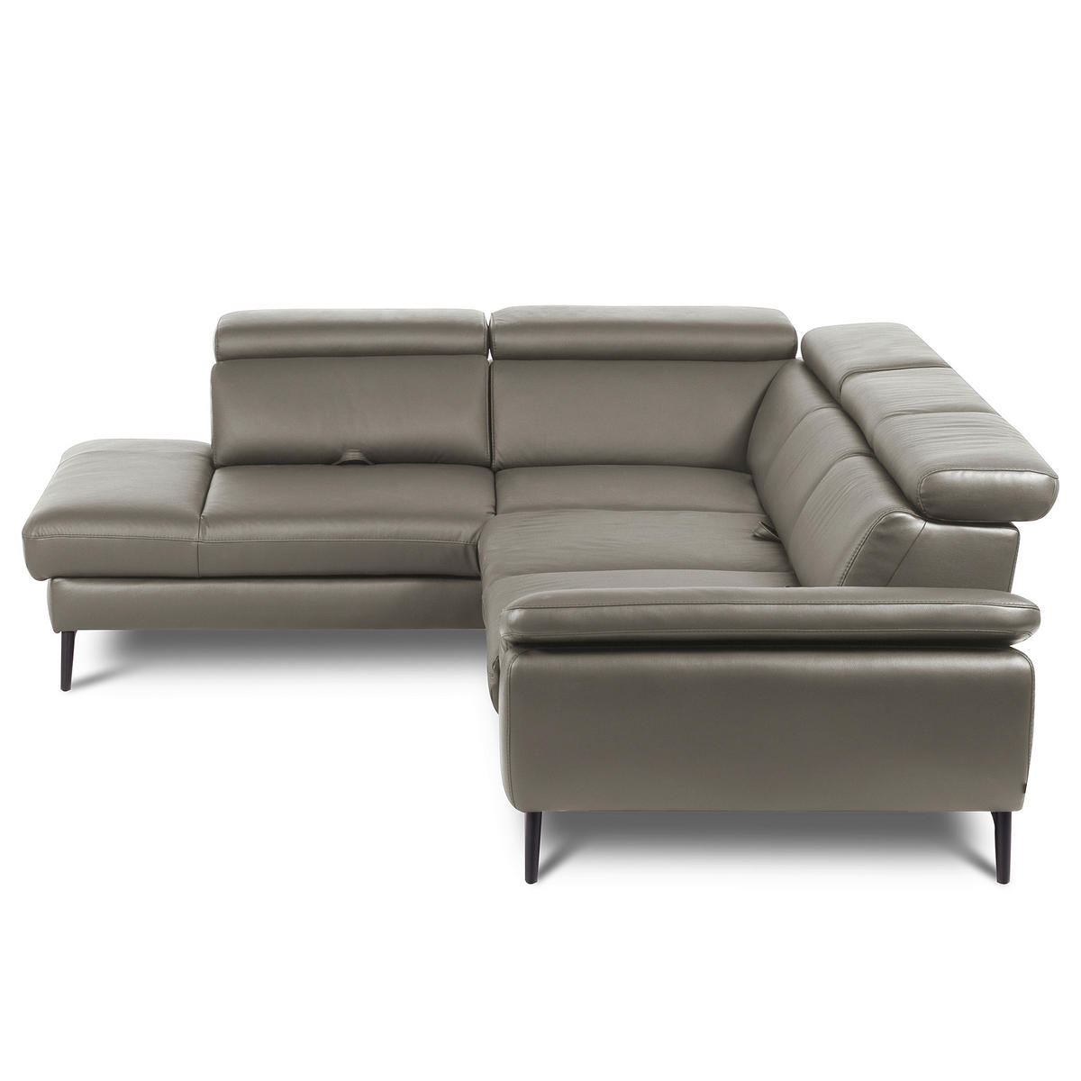 ECKSOFA  in Lederlook Echtleder Schlammfarben  220/274 cm  - Schlammfarben/Schwarz, Design, Leder/Textil (220/274cm) - Livetastic