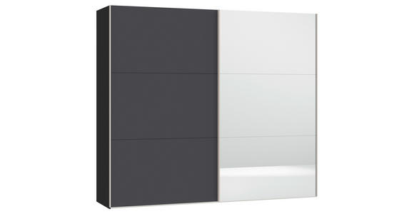 SCHWEBETÜRENSCHRANK  in Anthrazit, Schwarz  - Edelstahlfarben/Anthrazit, Design, Glas/Holzwerkstoff (253/215/65cm) - Carryhome