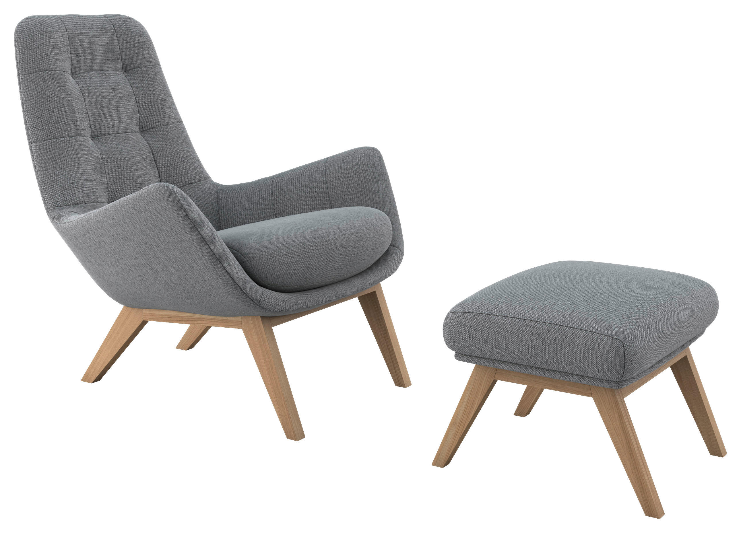 SESSELSET Flachgewebe Hocker    - Eichefarben/Grau, Design, Holz/Textil (84/95/96cm) - MID.YOU