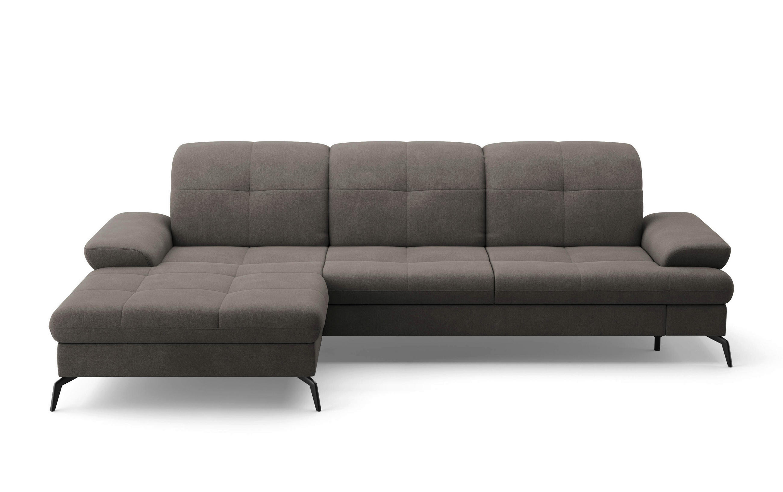 ECKSOFA in Flachgewebe Graphitfarben  185/279 cm  - Schwarz/Graphitfarben, KONVENTIONELL, Textil/Metall (185/279cm) - Sit & More