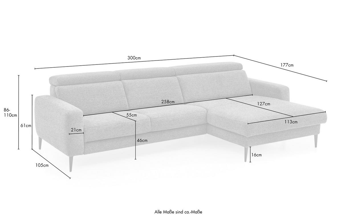 ECKSOFA Grün Chenille  - Schwarz/Grün, KONVENTIONELL, Textil/Metall (300/177cm) - Valdera