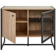 SIDEBOARD Schwarz, Sonoma Eiche  - Schwarz/Sonoma Eiche, MODERN, Holzwerkstoff/Metall (100/75/41cm) - Novel