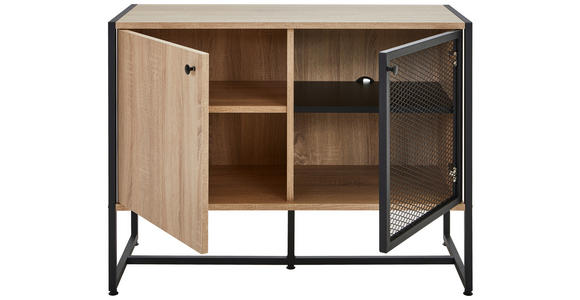 SIDEBOARD 100/75/41 cm  - Schwarz/Sonoma Eiche, MODERN, Holzwerkstoff/Metall (100/75/41cm) - Novel