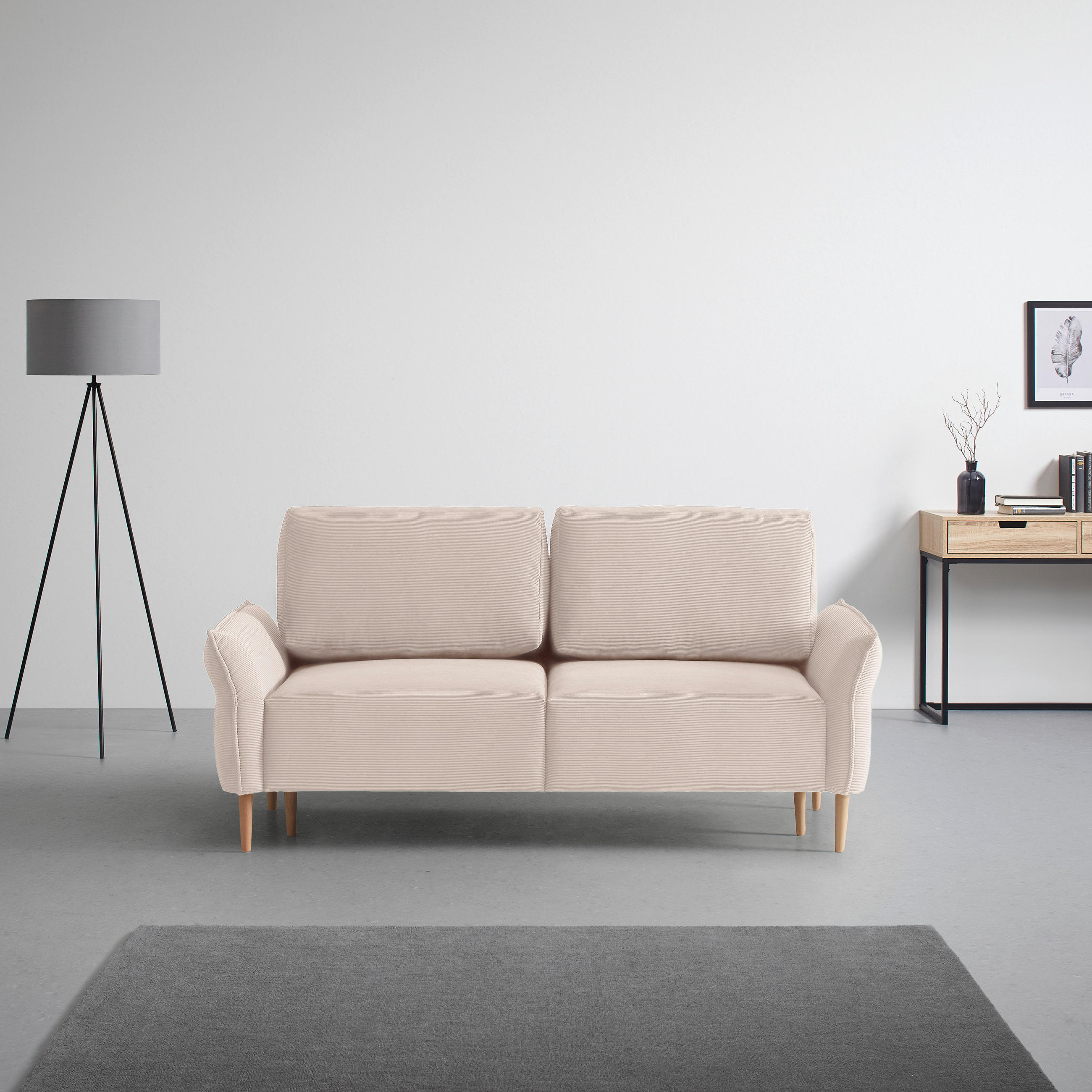 3-SITS SOFFA i manchester greige  - greige/naturfärgad, Modern, trä/textil (183/85/92cm) - MID.YOU