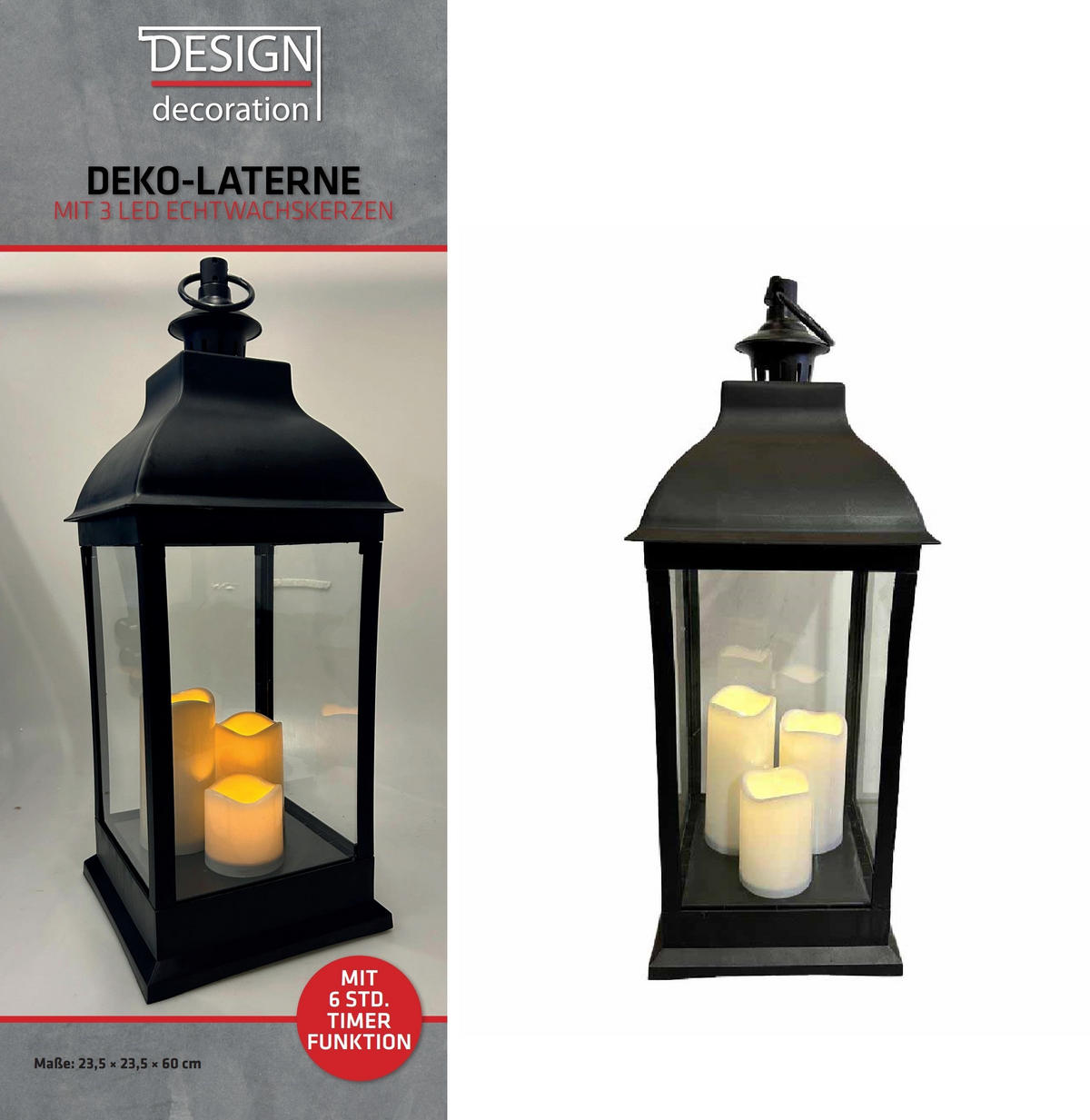 LATERNENHAUS  - Schwarz, Basics, Glas/Kunststoff (23,5/23,5/60cm) - X-Mas