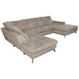 WOHNLANDSCHAFT in Struktur Beige  - Beige/Schwarz, KONVENTIONELL, Textil/Metall (253/357/188cm) - Carryhome