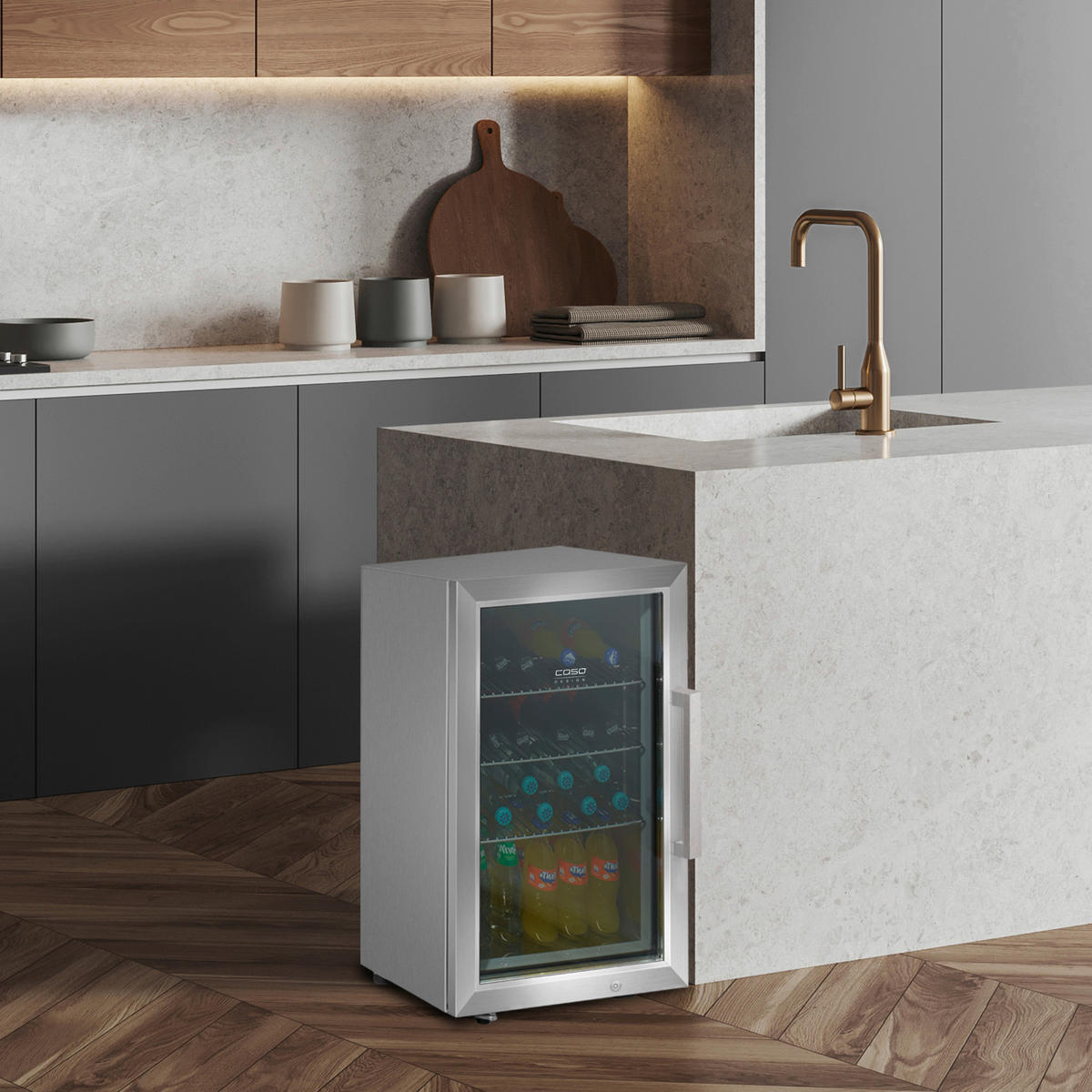 GETRÄNKEKÜHLSCHRANK 43/67,5/55,5 cm  - Edelstahlfarben, Basics, Glas/Metall (43/67,5/55,5cm) - CASO Design