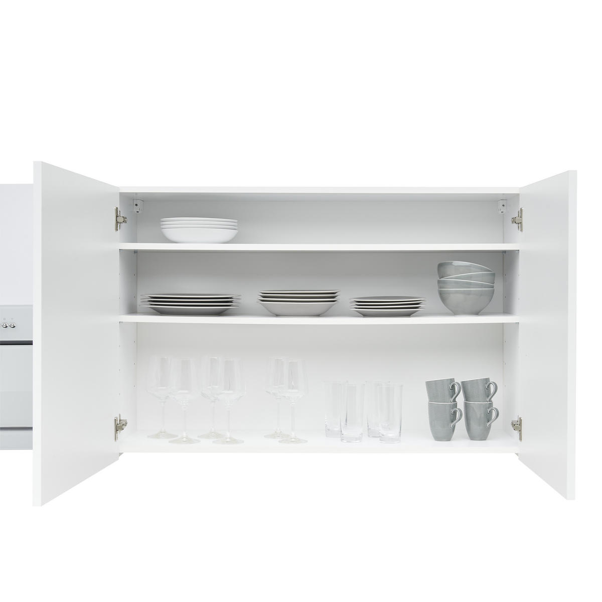 KÜCHENBLOCK 280 cm   in Weiss  - Weiss/Grau, Modern, Holzwerkstoff (280cm) - Respekta