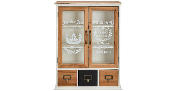 HÄNGEVITRINE  in massiv Tanne Braun, Schwarz, Weiß  - Goldfarben/Schwarz, LIFESTYLE, Glas/Holz (48/62,3/18,5cm) - Landscape