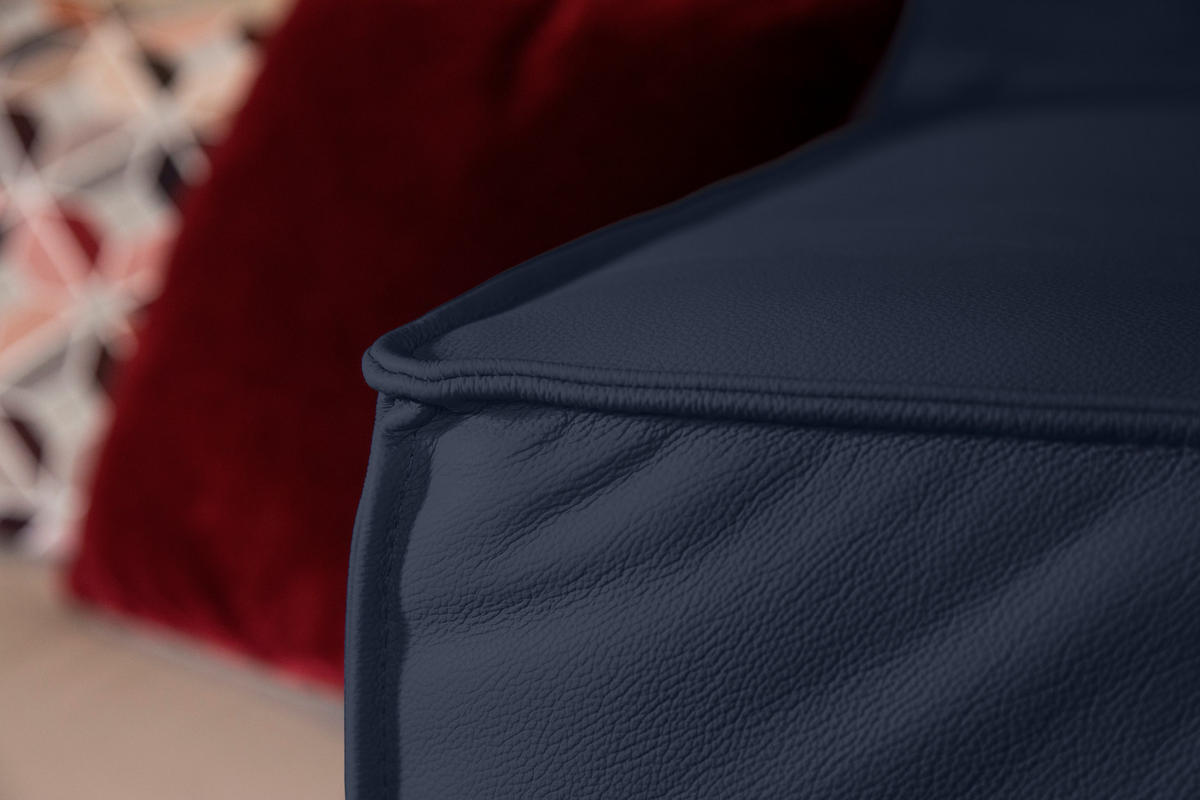 ECKSOFA in Echtleder Blau  - Blau/Schwarz, Modern, Leder/Kunststoff (164/300cm) - W.Schillig