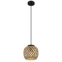 HÄNGELEUCHTE 20/120 cm  - Schwarz/Naturfarben, Natur, Naturmaterialien/Kunststoff (20/120cm) - Globo