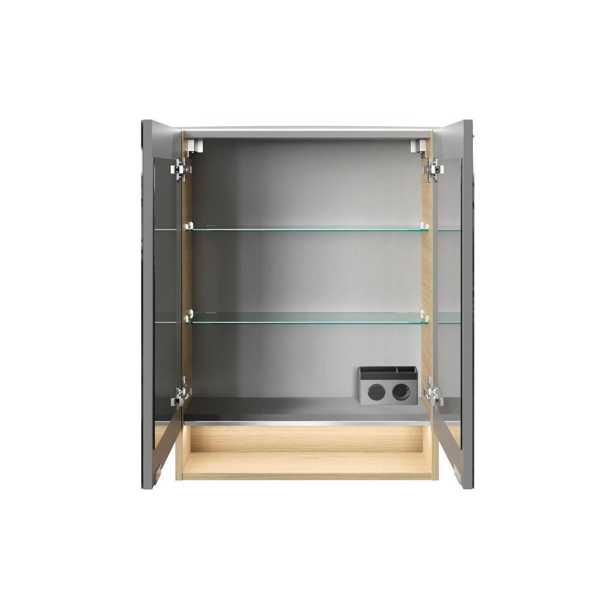 SPIEGELSCHRANK 60/81,2/26,3 cm  - Chromfarben/Eichefarben, Basics, Glas/Holzwerkstoff (60/81,2/26,3cm) - MID.YOU
