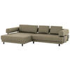 ECKSOFA in Echtleder Sandfarben  - Sandfarben/Schwarz, Design, Leder/Metall (188/307cm)