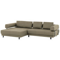 ECKSOFA in Echtleder Sandfarben  - Sandfarben/Schwarz, Design, Leder/Metall (188/307cm)
