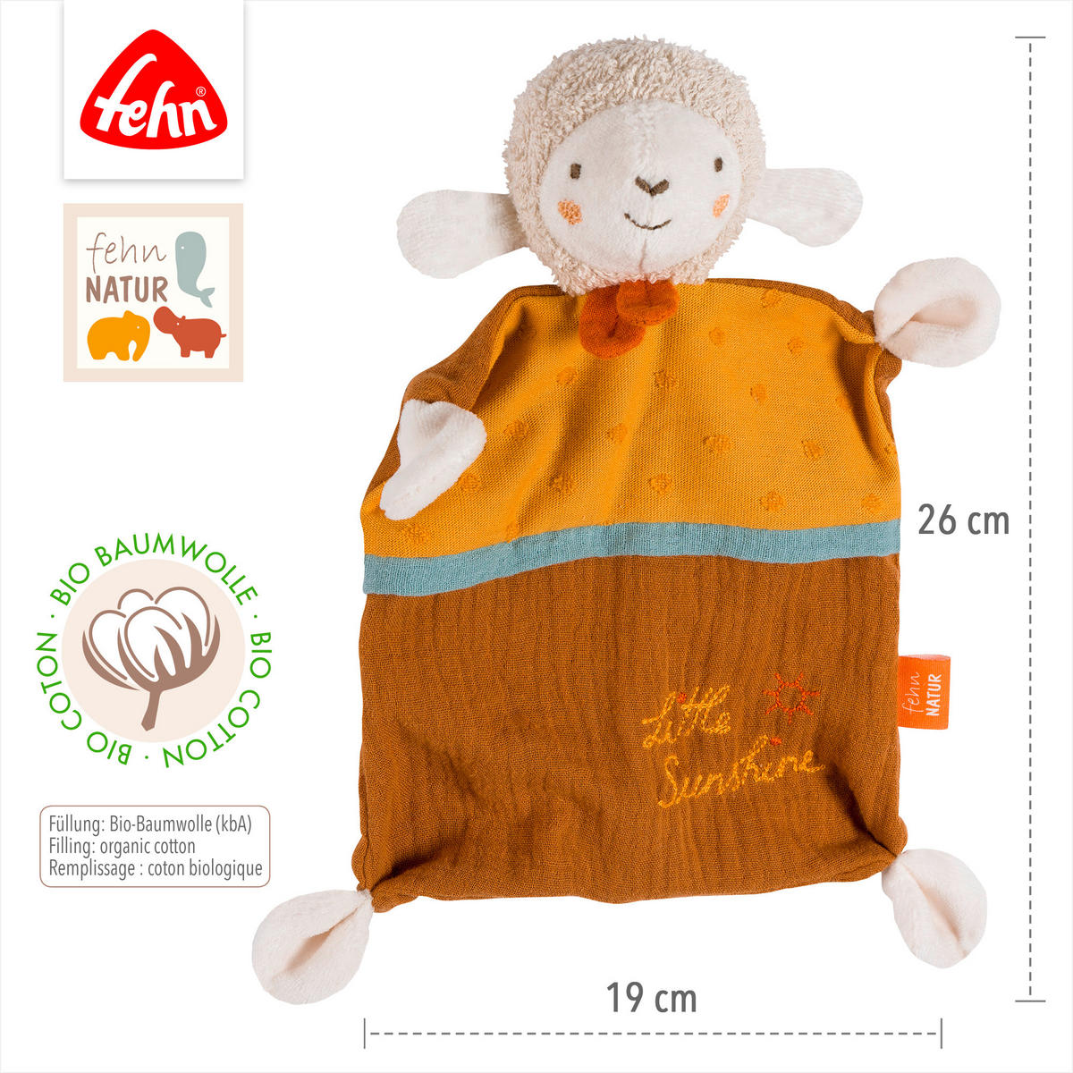 SCHMUSETUCH - Senfgelb, Basics, Textil (26/21/5cm) - Fehn