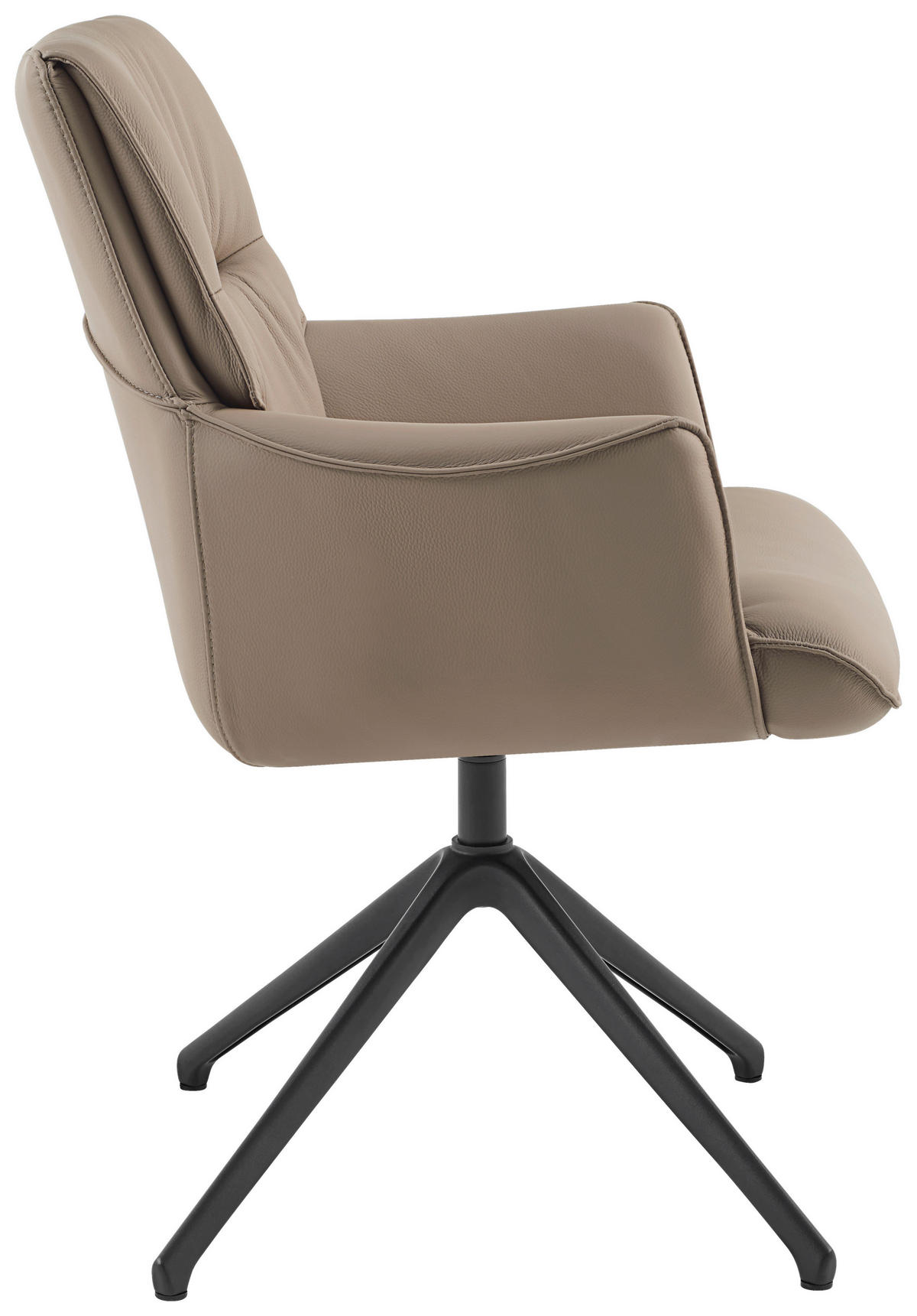 ARMLEHNSTUHL  in Aluminium, Eisen Echtleder pigmentiert  - Taupe/Schwarz, Design, Leder/Metall (65/92/67,5cm) - Novel