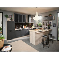 EINBAUKÜCHE   - Schwarz, KONVENTIONELL, Holzwerkstoff - Venda