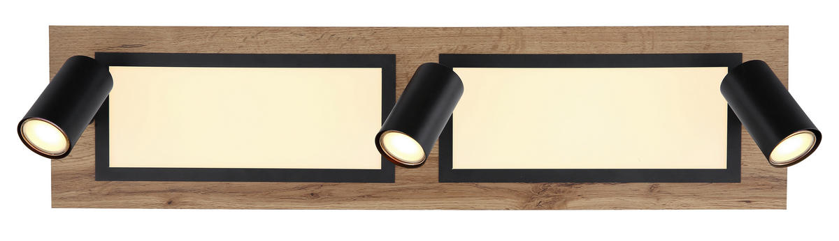 LED SVJETILJKA STROPNA  - prirodne boje/crna, Design, drvni materijal/metal (80/20/18cm) - Globo