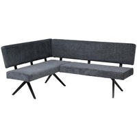 ECKBANK Metall, Textil Dunkelgrau  - Dunkelgrau/Schwarz, Konventionell, Textil/Metall (190/150cm) - MID.YOU