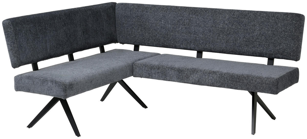 ECKBANK Metall, Textil Dunkelgrau  - Dunkelgrau/Schwarz, Konventionell, Textil/Metall (190/150cm) - MID.YOU