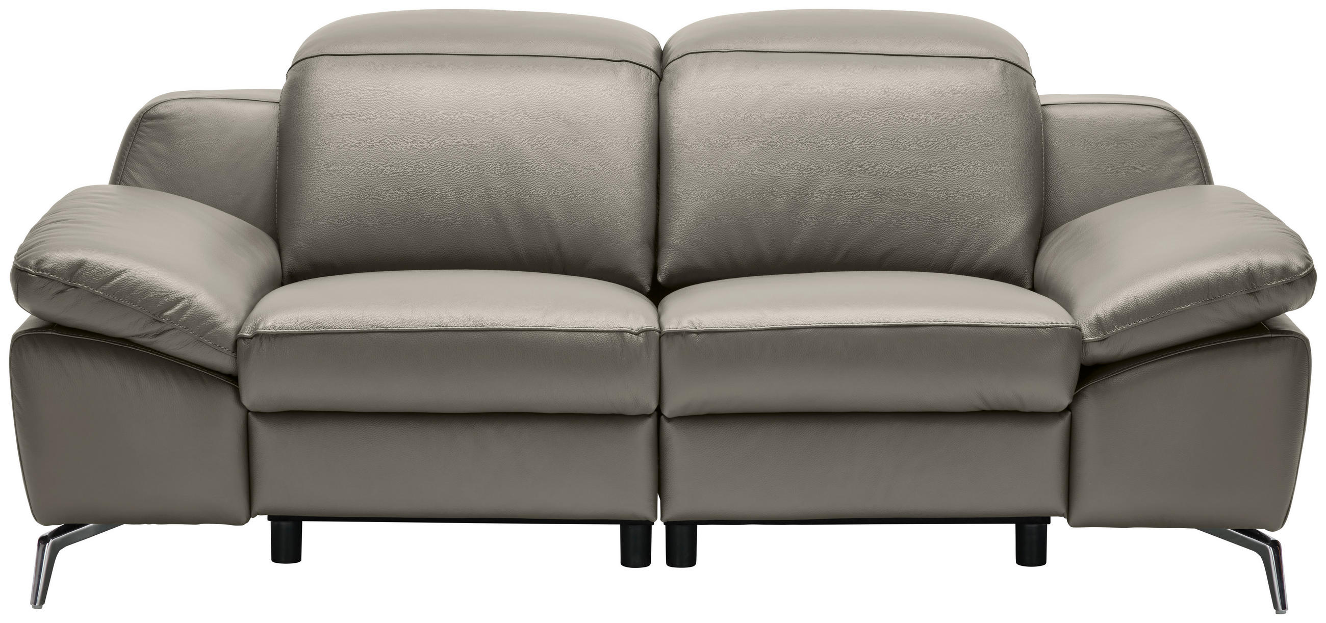 2-SITZER-SOFA Graubraun Echtleder  - Chromfarben/Graubraun, Design, Leder/Kunststoff (194/83-99/110cm) - Celina Home