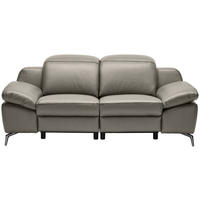 KÉTÜLÉSES KANAPÉ bőr szürkésbarna  - krómszínű/fekete, Design, műanyag/bőr (194/83-99/110cm) - Celina Home