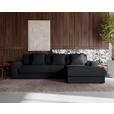ECKSOFA  in Cord Schwarz  302/182 cm  - Schwarz, MODERN, Kunststoff/Textil (302/182cm) - Carryhome
