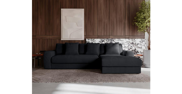 ECKSOFA in Cord Schwarz 302/182 cm - Schwarz, MODERN, Kunststoff/Textil (302/182cm) - Carryhome
