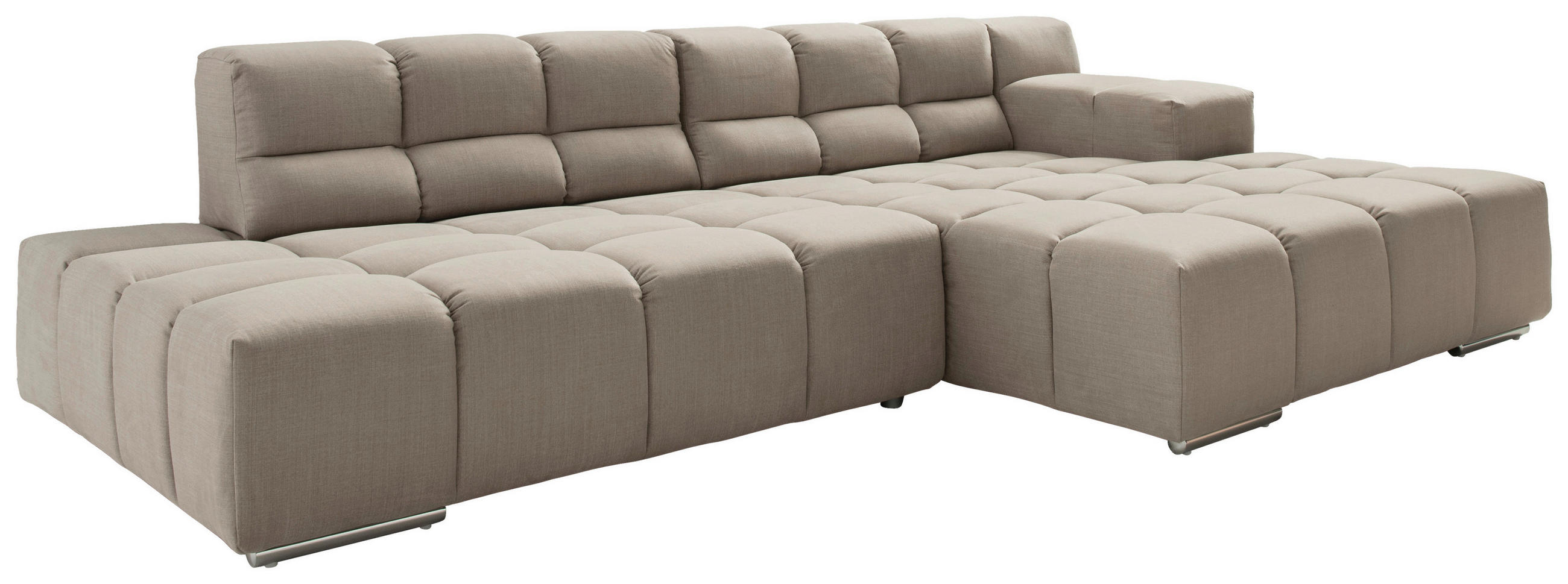 ECKSOFA Beige Flachgewebe, Leinenoptik  - Beige/Schwarz, Design, Textil/Metall (286/169cm) - Designwerk