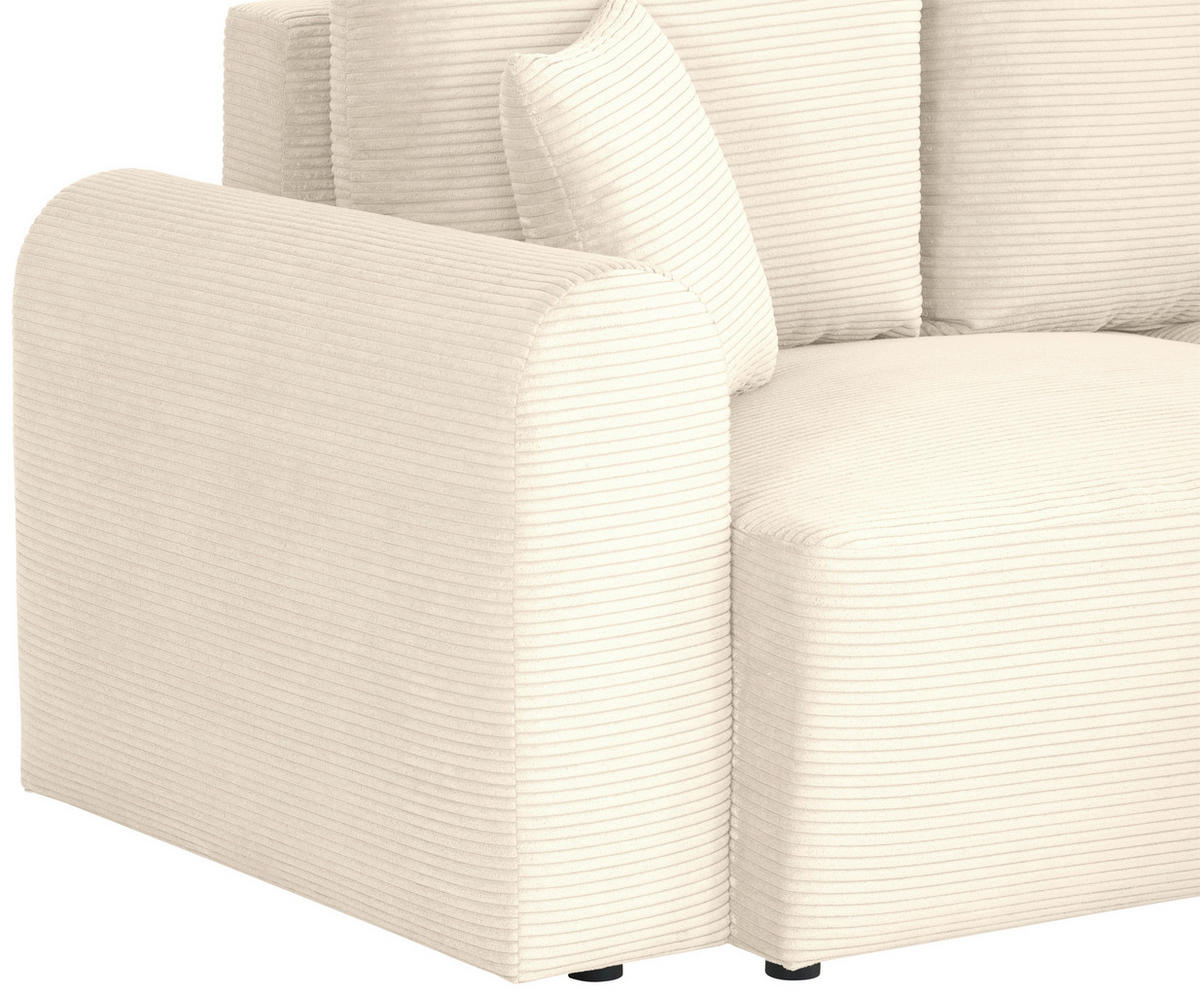ECKSOFA in Cord Creme  - Creme/Schwarz, Design, Kunststoff/Textil (250/151cm) - MID.YOU