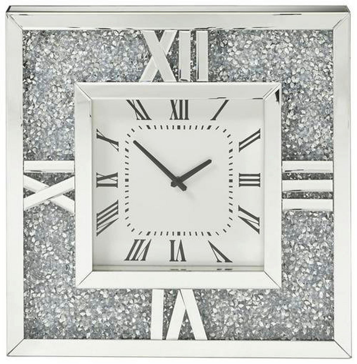 ZIDNI SAT   60,5/60,5/5 cm       - bijela/srebrne boje, Trend, staklo/drvni materijal (60,5/60,5/5cm) - Xora