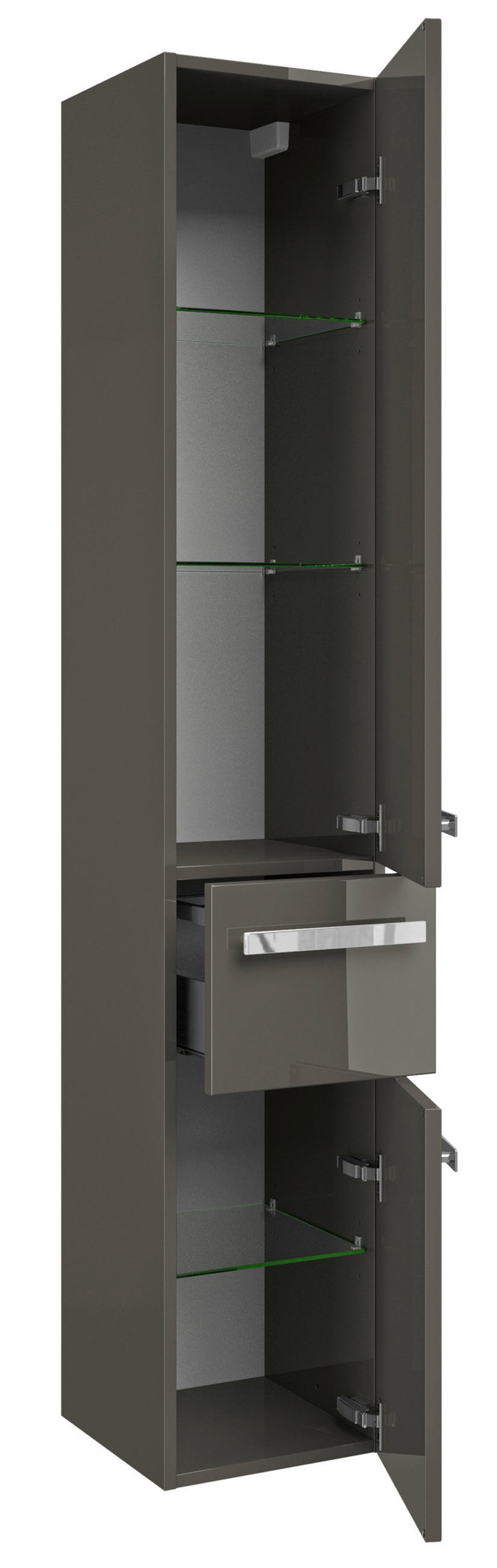 HOCHSCHRANK 30/168/33 cm  - Chromfarben/Grau Hochglanz, KONVENTIONELL, Glas/Holzwerkstoff (30/168/33cm) - Sadena