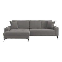 ECKSOFA ZERO Anthrazit Cord Zierkissen, Rückenkissen  - Anthrazit/Schwarz, Trend, Textil/Metall (173/286cm) - Livetastic